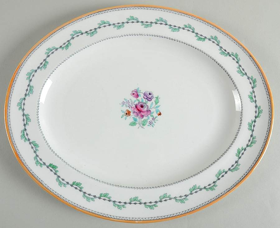 Portabello Green 14" Oval Serving Platter by Spode-1