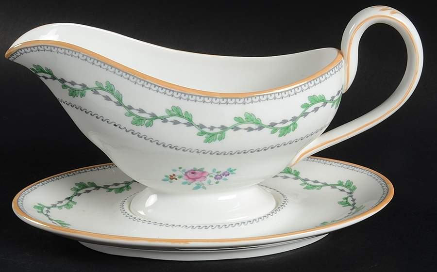 Portabello Green Gravy Boat with Attached Underplate by Spode-1