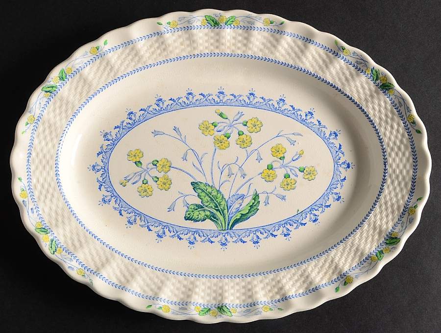 Primrose Blue and Yellow 11" Oval Serving Platter by Spode-1