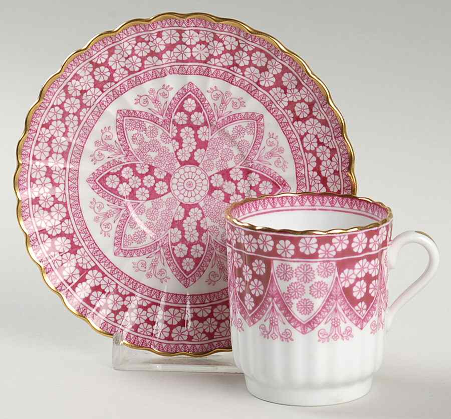 Primrose Rose Footed Demitasse Cup & Saucer Set by Spode-1