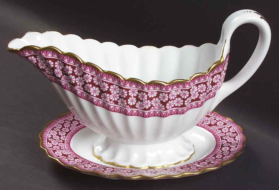 Primrose Rose Gravy Boat with Attached Underplate by Spode-1