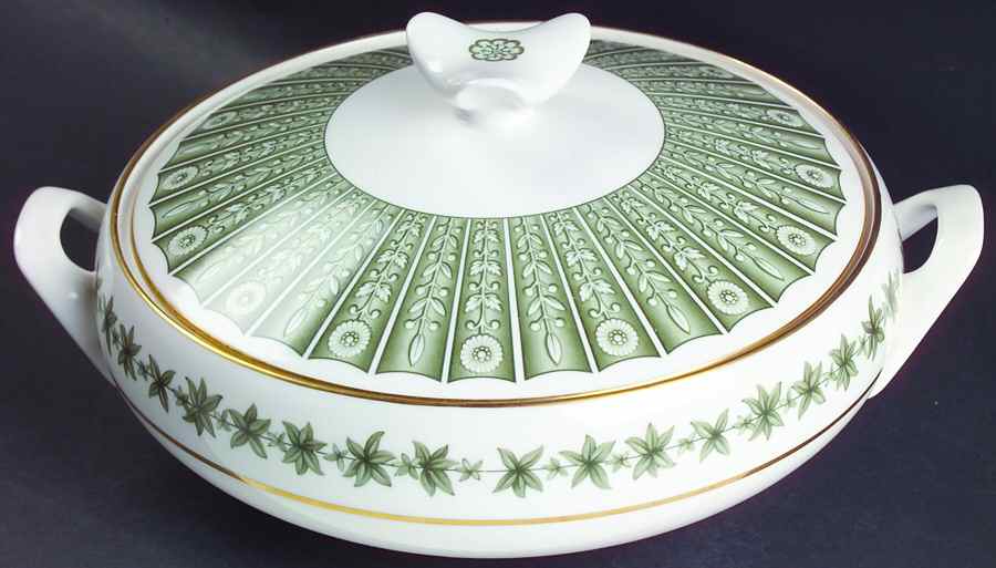 Provence (YC843, Green Leaves) Round Covered Vegetable by Spode-1