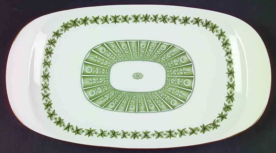 Provence (YC843, Green Leaves) Large Sandwich Tray by Spode-1