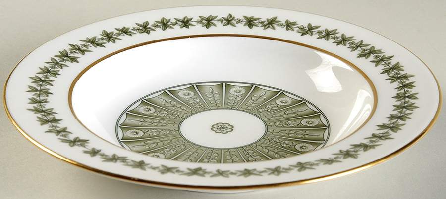 Provence (YC843, Green Leaves) Rim Soup Bowl by Spode-1