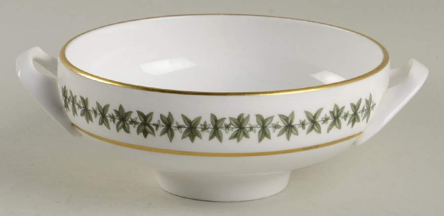 Provence (YC843, Green Leaves) Flat Cream Soup Bowl by Spode-1