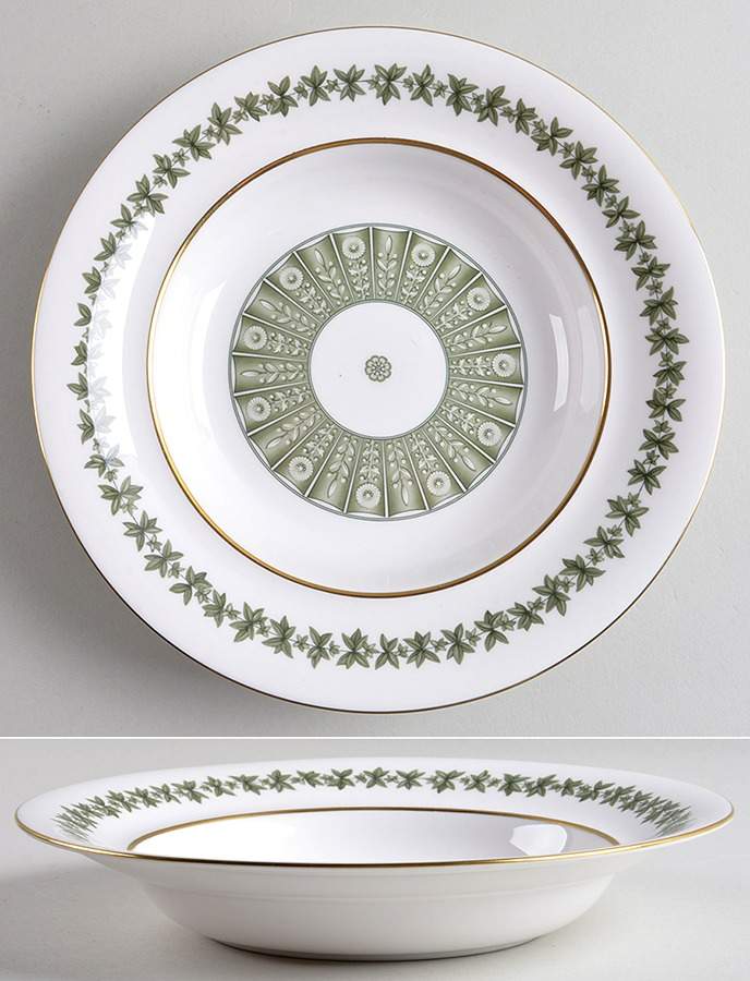 Provence (YC843, Green Leaves) Large Rim Soup Bowl by Spode-1
