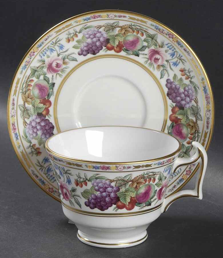 Provence (F1782-V, Y8599-U, Fruit Rim) Footed Cup & Saucer Set by Spode-1