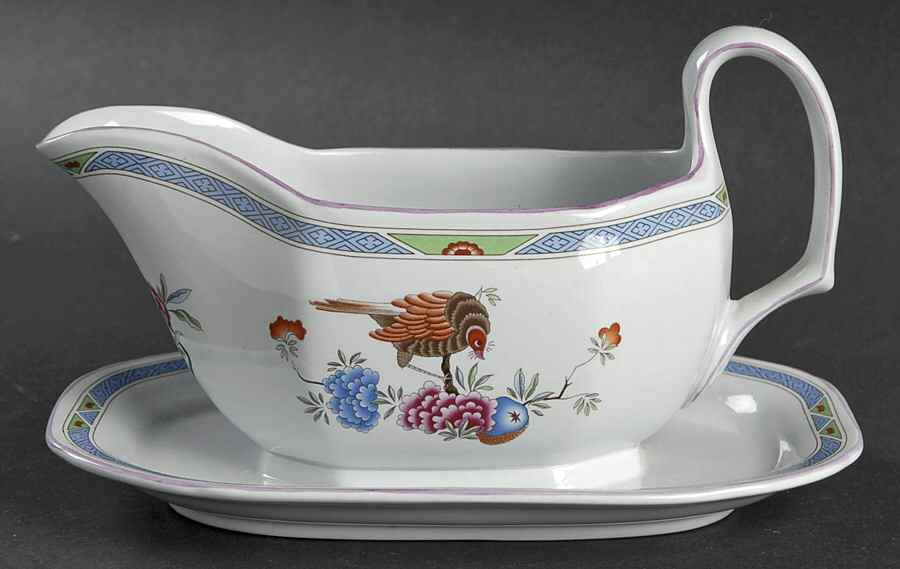 Prince Regent Gravy Boat with Attached Underplate by Spode-1
