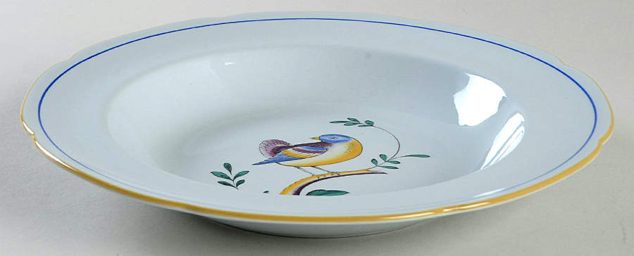 Queen's Bird (Y4973, Blue Gray Body) Large Rim Soup Bowl by Spode-1