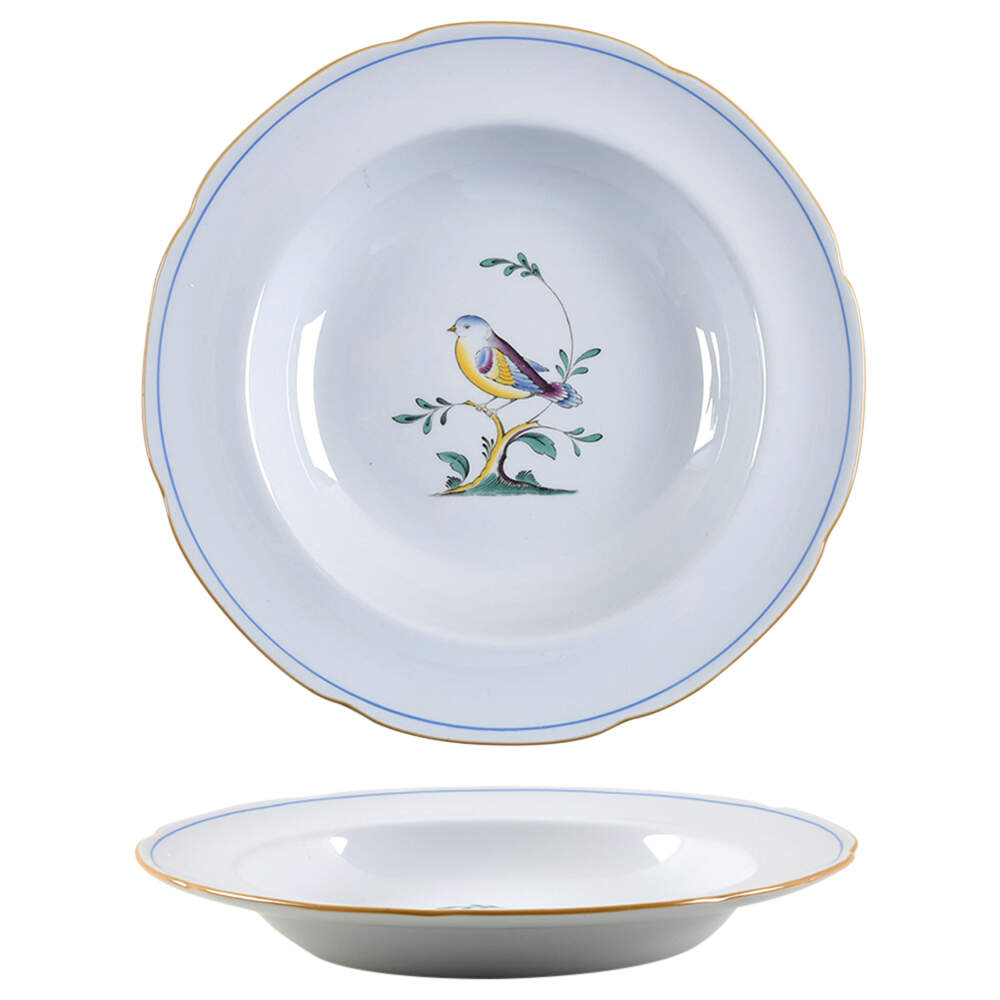 Queen's Bird (Y4973, Blue Gray Body) Large Rim Soup Bowl by Spode-1