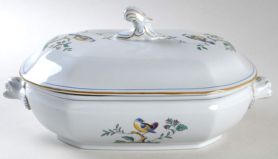 Queen's Bird (Y4973, Blue Gray Body) Oval Covered Vegetable by Spode-1