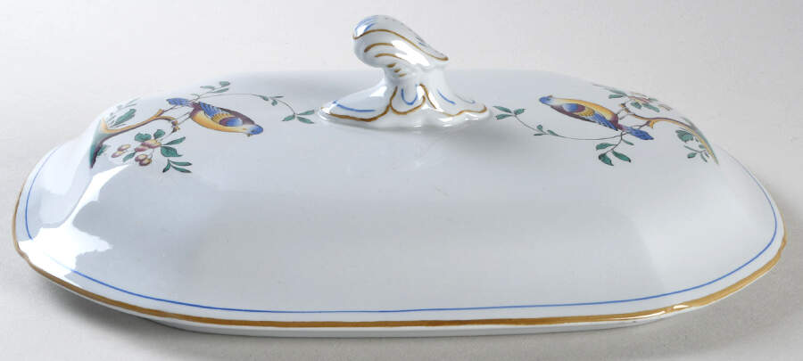 Queen's Bird (Y4973, Blue Gray Body) Lid for Oval Vegetable by Spode-1