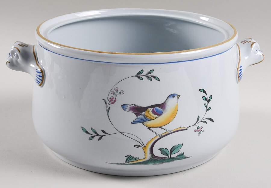 Queen's Bird (Y4973, Blue Gray Body) 2.5 Qt Round Casserole No Lid by Spode-1