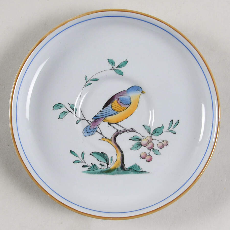 Queen's Bird (Y4973, Blue Gray Body) Saucer for Demitasse Cup by Spode-1