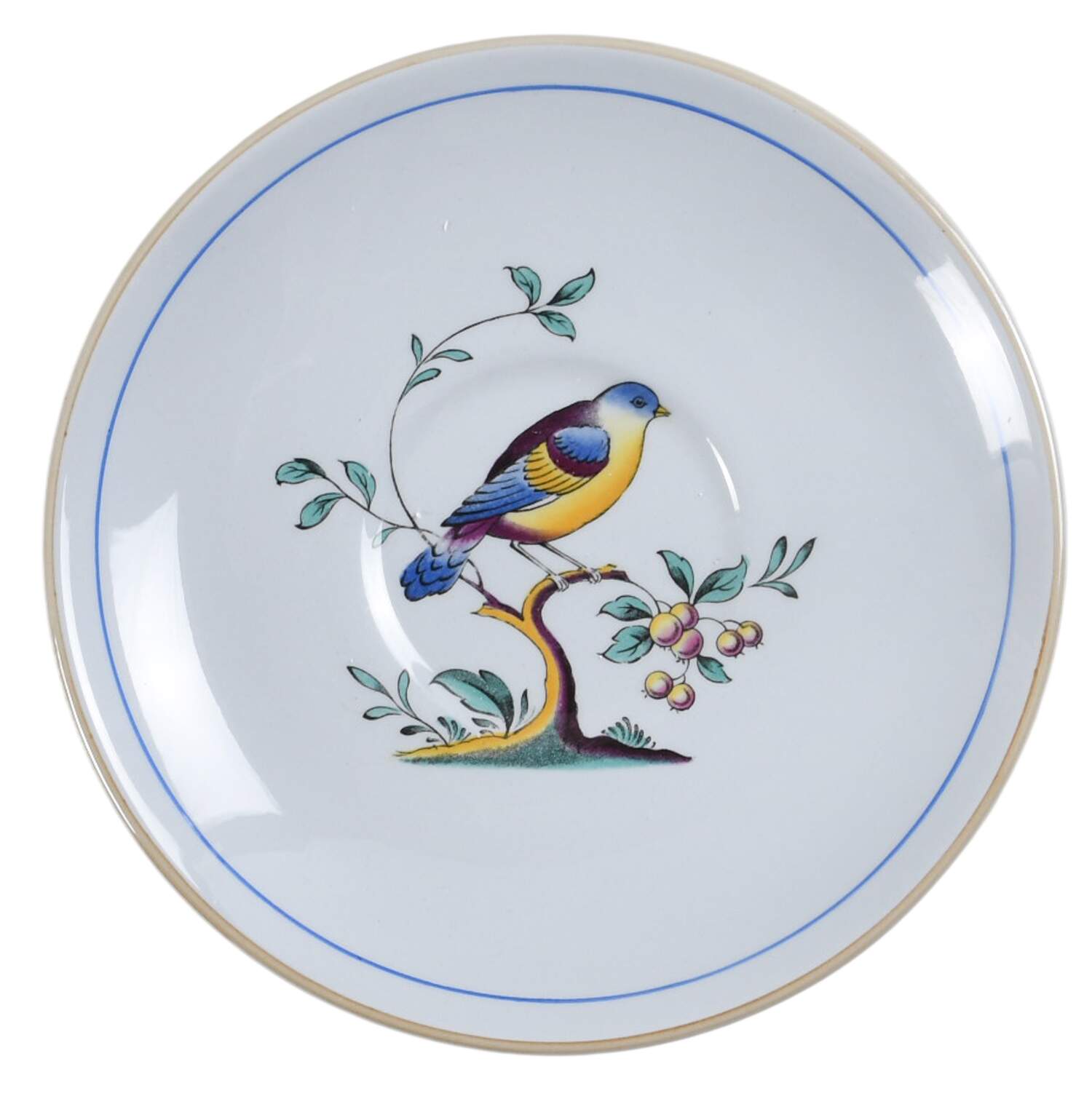Queen's Bird (Y4973, Blue Gray Body) Saucer for London Shape Footed Cup by Spode-1