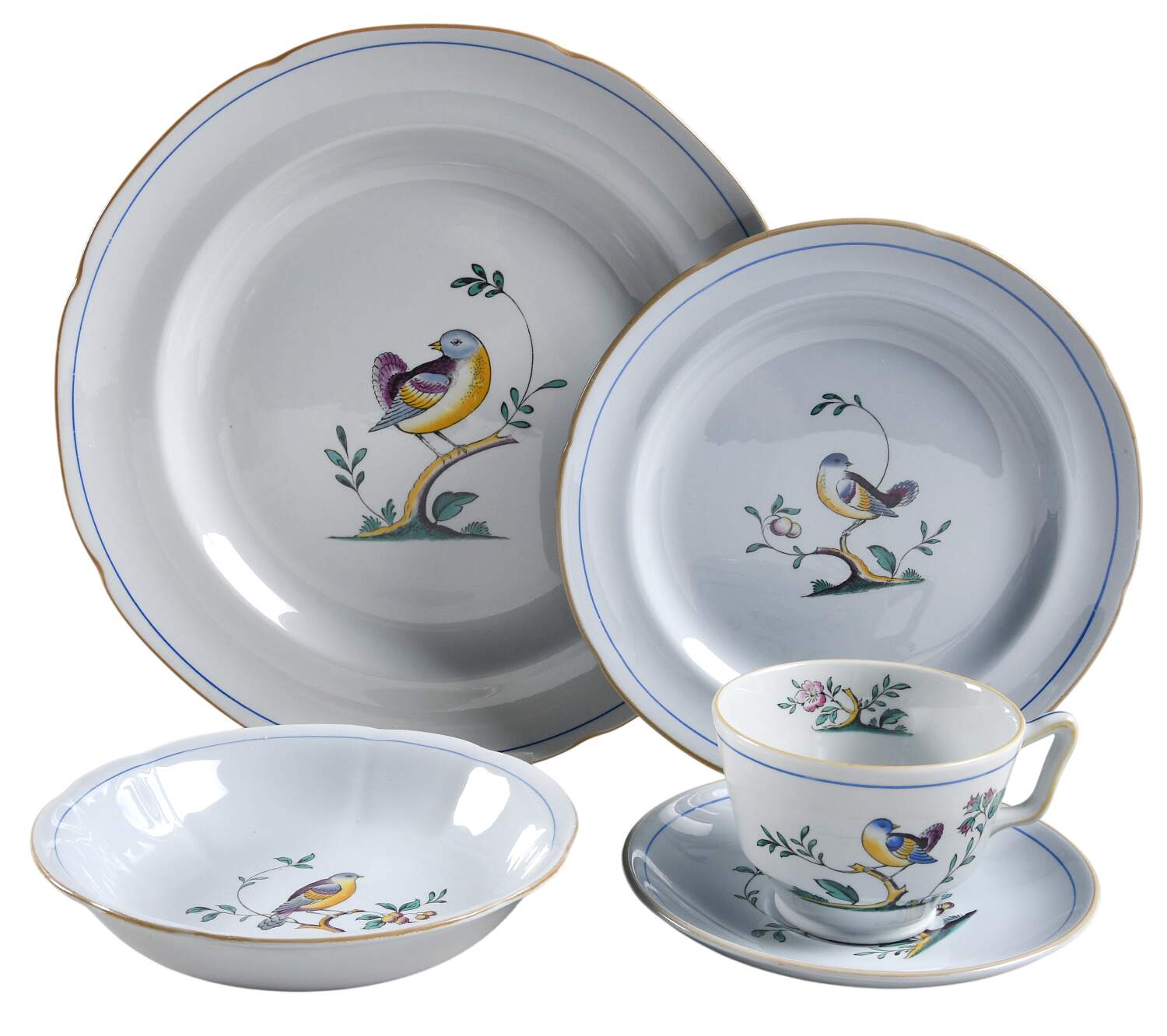 Queen's Bird (Y4973, Blue Gray Body) 40  Piece Estate Set by Spode-1