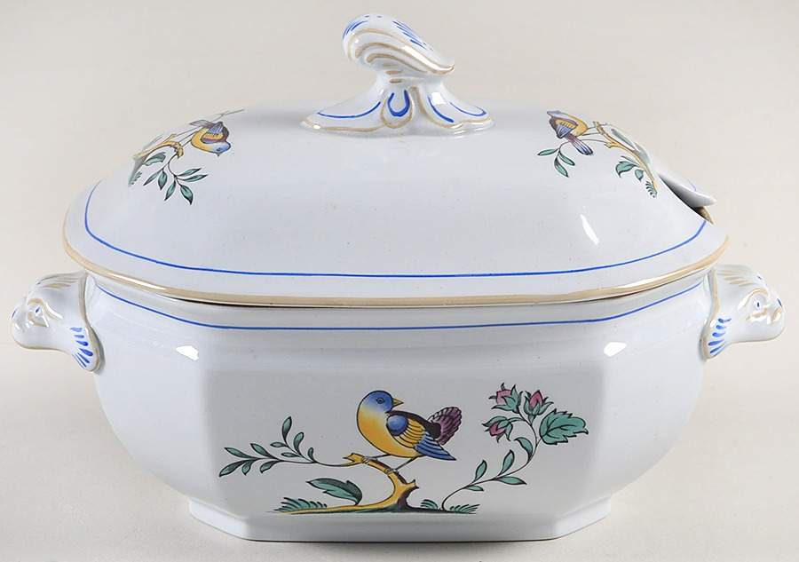 Queen's Bird (Y4973, Blue Gray Body) Sauce Boat & Lid by Spode-1