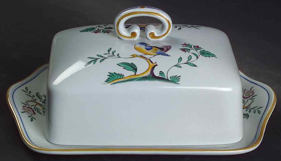 Queen's Bird (Y4973, Blue Gray Body) Square Covered Butter by Spode-1