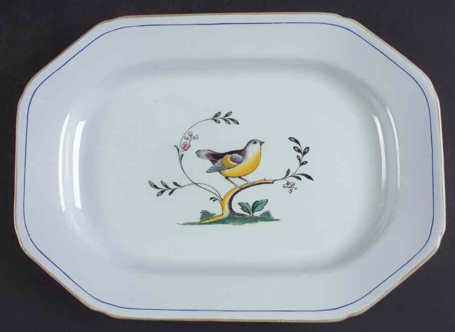 Queen's Bird (Y4973, Blue Gray Body) 12" Oval Serving Platter by Spode-1