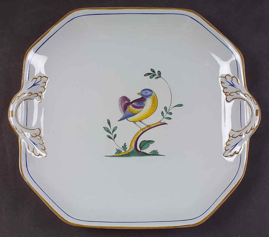 Queen's Bird (Y4973, Blue Gray Body) Square Handled Cake Plate by Spode-1