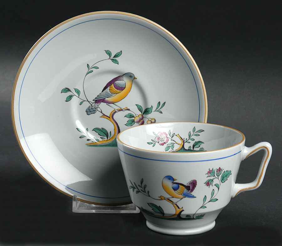 Queen's Bird (Y4973, Blue Gray Body) London Shape Oversized Cup & Saucer Set by Spode-1