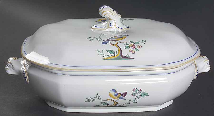 Queen's Bird (Y4973, Blue Gray Body) Oval Covered Vegetable by Spode-1