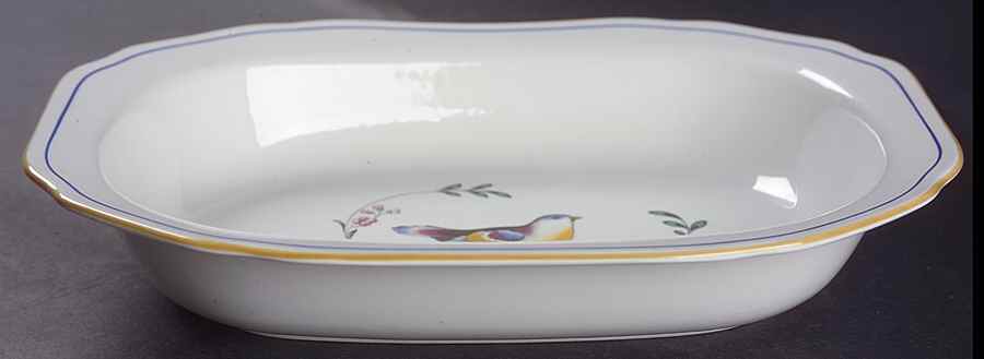 Queen's Bird (Y4973, Blue Gray Body) 9" Oval Vegetable Bowl by Spode-1