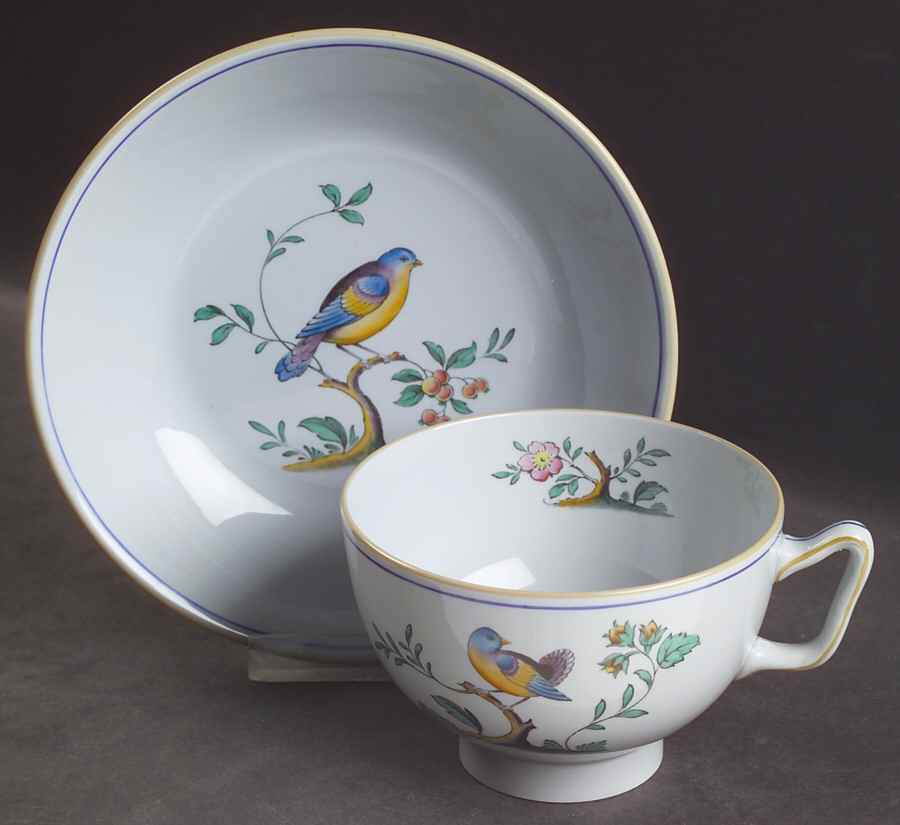 Queen's Bird (Y4973, Blue Gray Body) Canton Shape Oversized Cup & Saucer Set by Spode-1