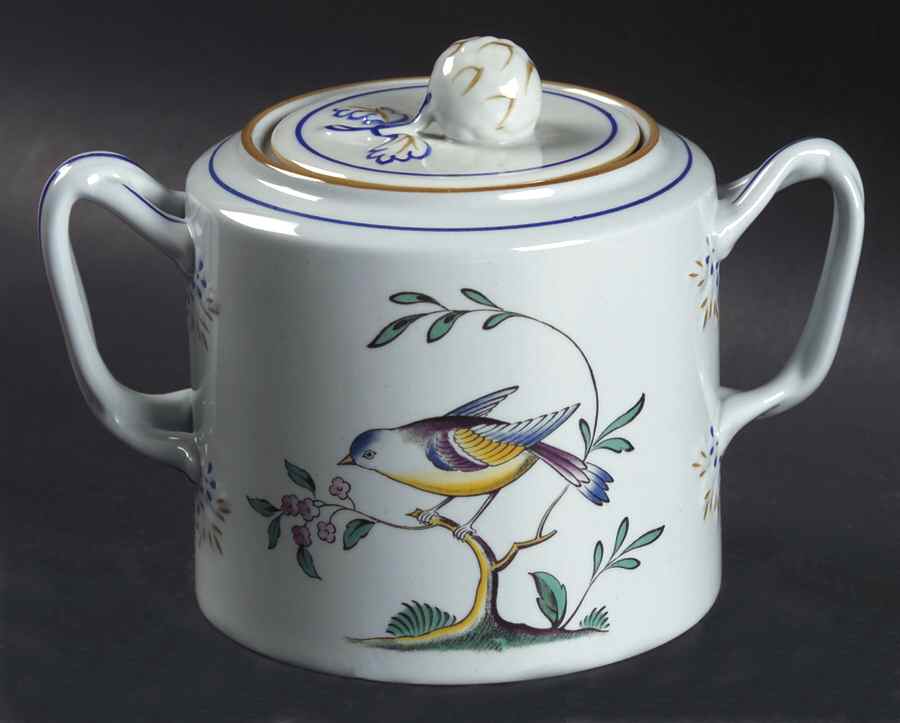 Queen's Bird (Y4973, Blue Gray Body) Sugar Bowl & Lid by Spode-1