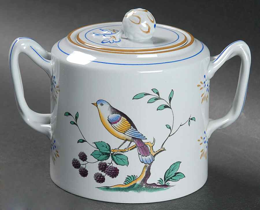 Queen's Bird (Y4973, Blue Gray Body) Sugar Bowl & Lid by Spode-1