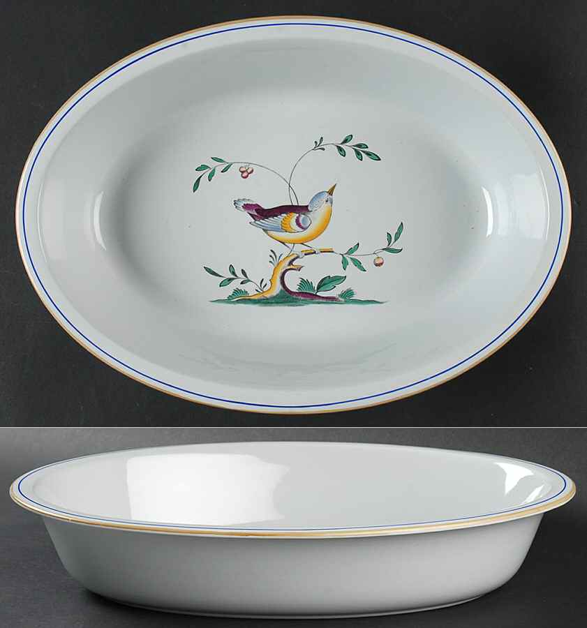 Queen's Bird (Y4973, Blue Gray Body) 12" Oval Vegetable Bowl by Spode-1