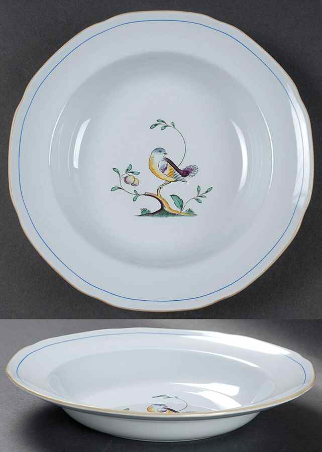 Queen's Bird (Y4973, Blue Gray Body) Rim Soup Bowl by Spode-1