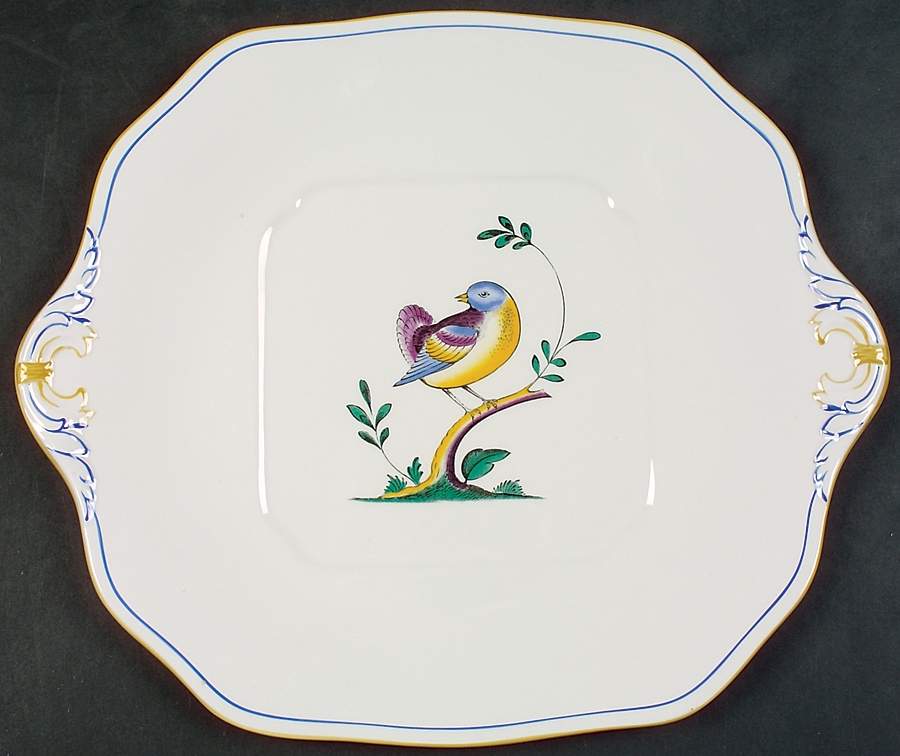 Queen's Bird (Imperial Ware, Cream Body) Square Handled Cake Plate by Spode-1
