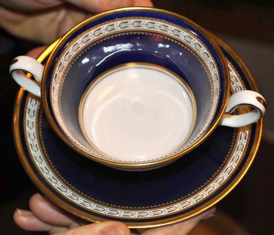 R3717 Footed Cream Soup Bowl & Saucer Set by Spode-1
