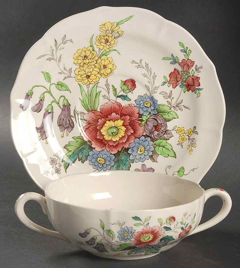 Raeburn Flat Cream Soup Bowl & Saucer Set by Spode-1