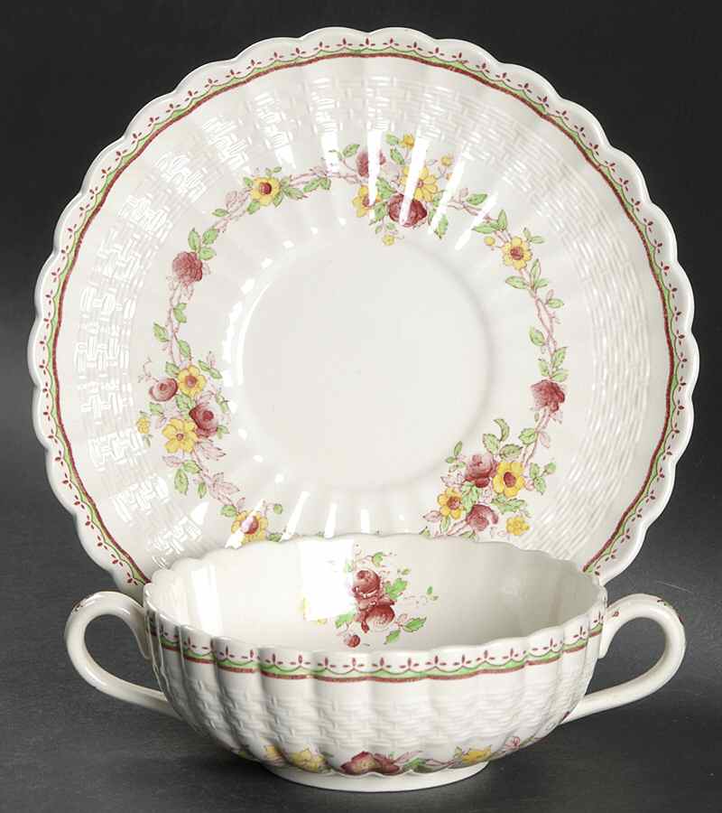 Rambler Flat Cream Soup Bowl & Saucer Set by Spode-1