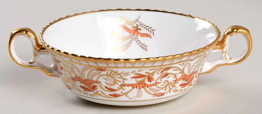 Regency Orange and Gold Cream Soup Bowl by Spode-1