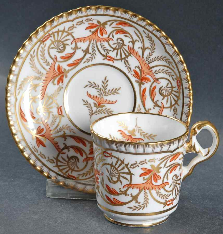 Regency Orange and Gold Footed Demitasse Cup & Saucer Set by Spode-1