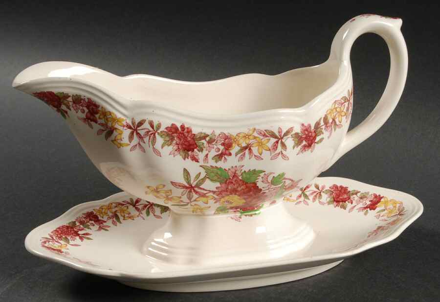 Regency Gravy Boat with Attached Underplate by Spode-1
