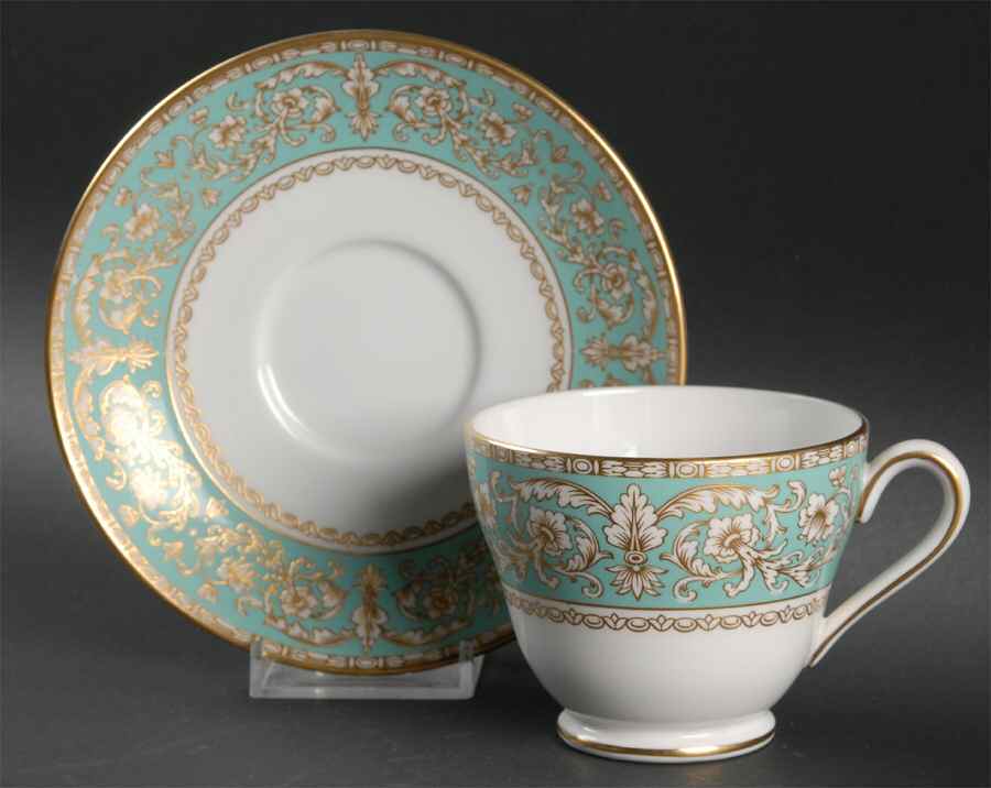Renaissance Green Footed Cup & Saucer Set by Spode-1