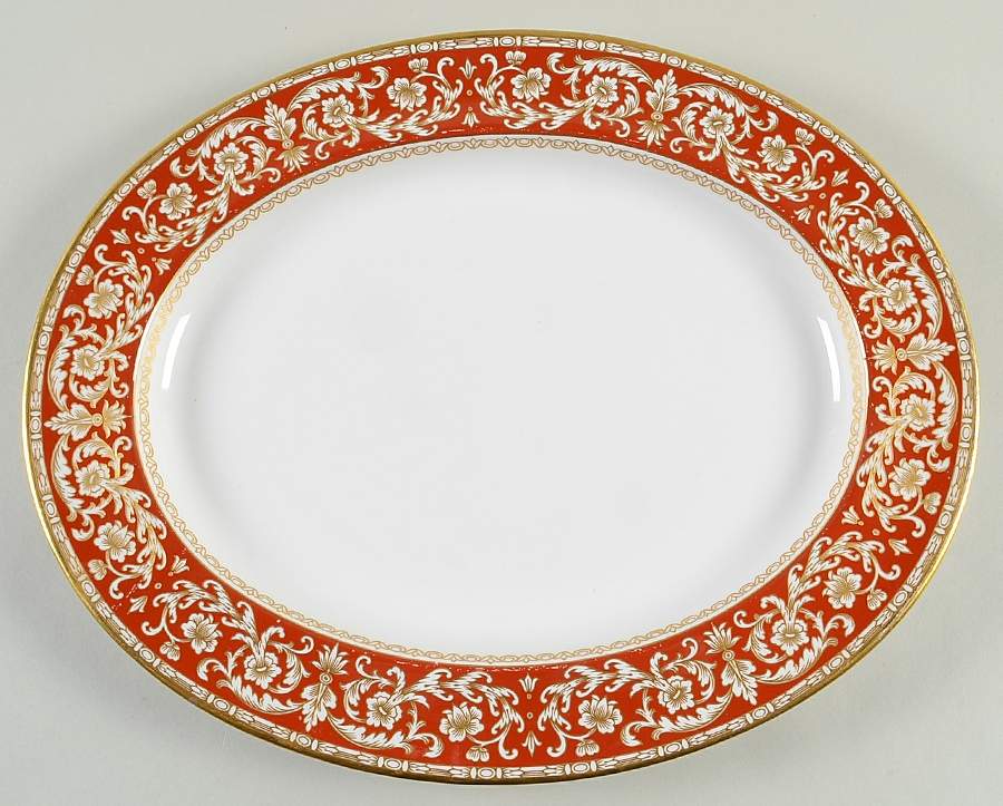 Renaissance Red 15" Oval Serving Platter by Spode-1