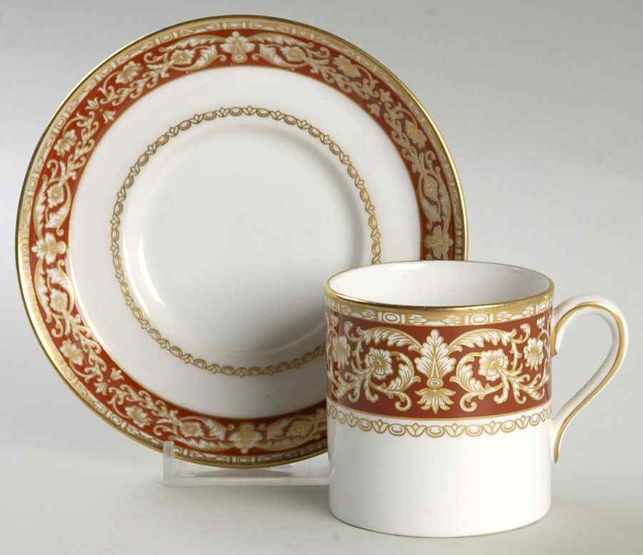 Renaissance Red Flat Demitasse Cup & Saucer Set by Spode-1