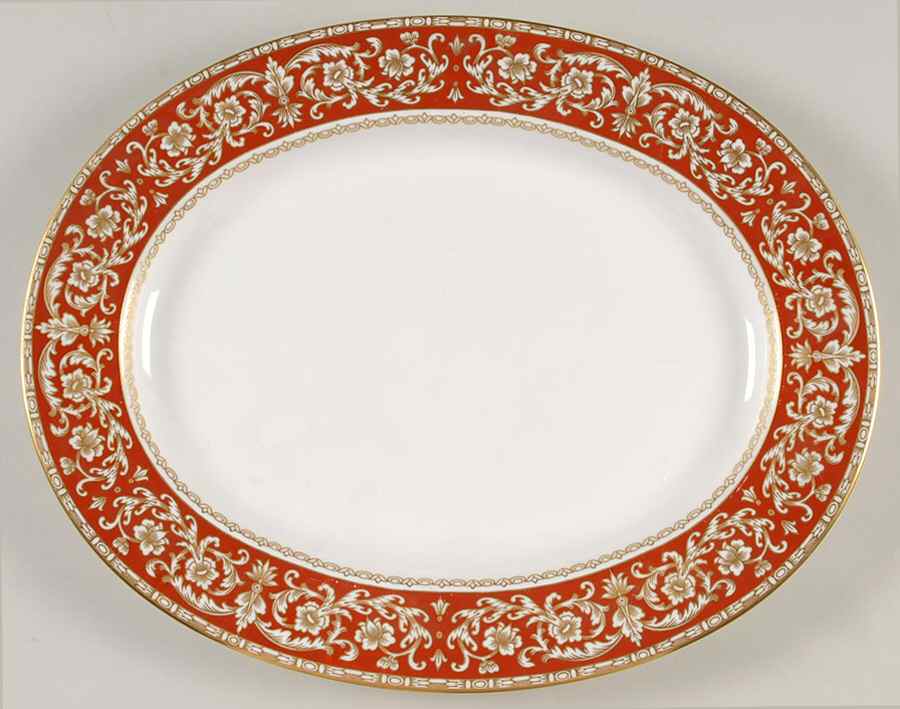 Renaissance Red 13" Oval Serving Platter by Spode-1