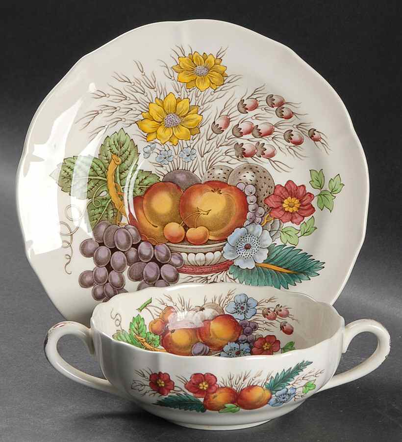 Reynolds Flat Cream Soup Bowl & Saucer Set by Spode-1