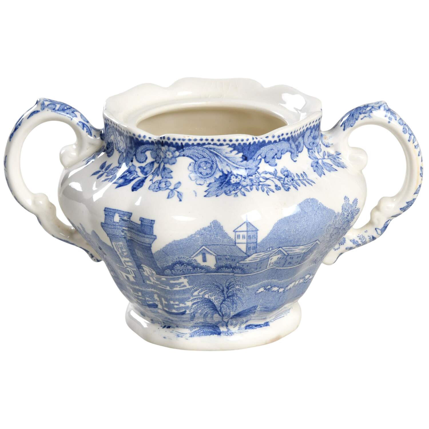 Rhine Blue (Scalloped) Sugar Bowl No Lid by Spode-1