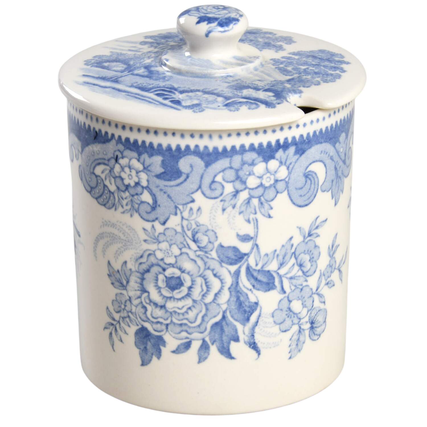 Rhine Blue (Scalloped) Jam/Jelly & Lid by Spode-1