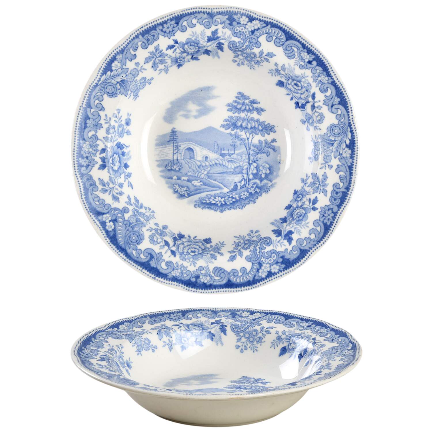 Rhine Blue (Scalloped) Rim Fruit/Dessert (Sauce) Bowl by Spode-1