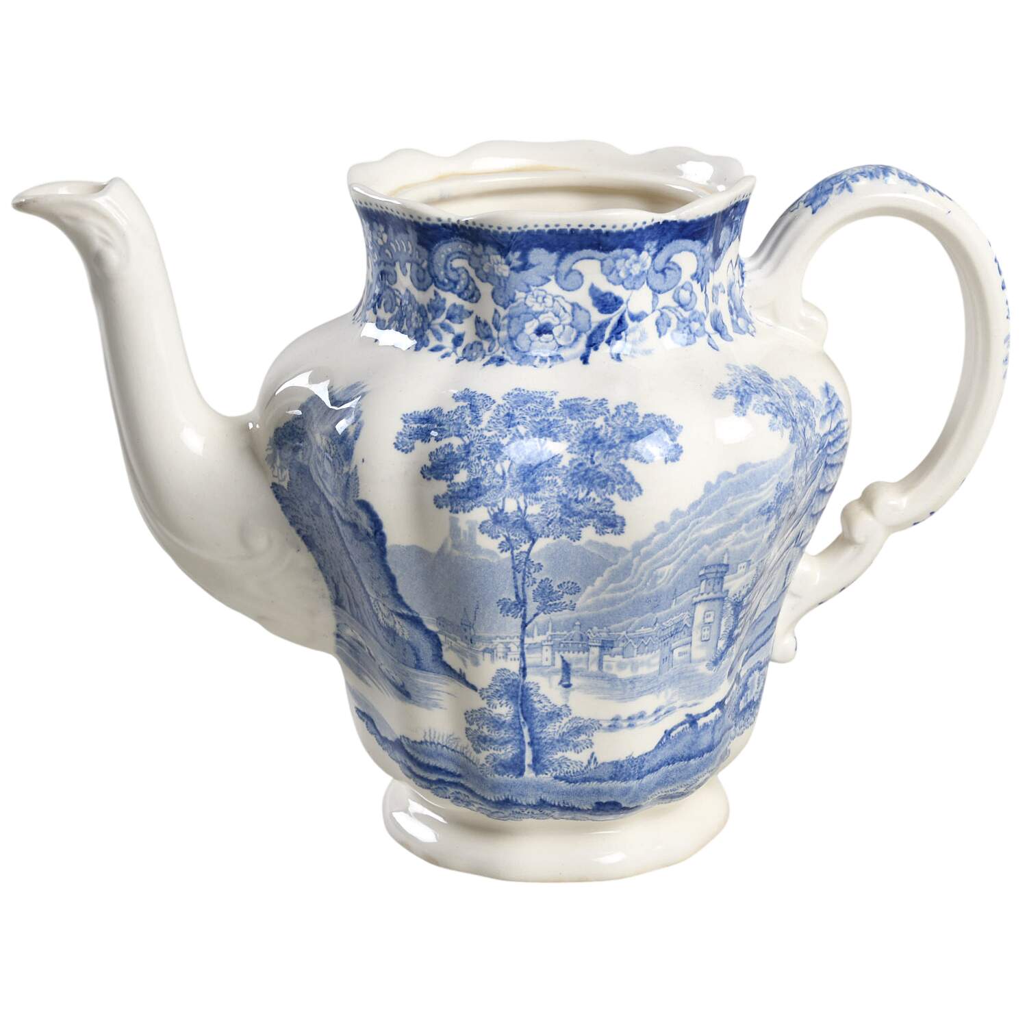 Rhine Blue (Scalloped) Coffee Pot No Lid by Spode-1