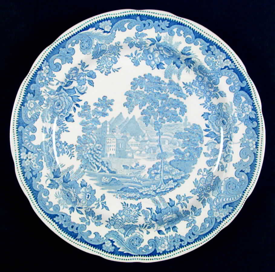 Rhine Blue (Scalloped) Dinner Plate by Spode-1