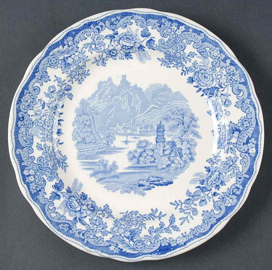 Rhine Blue (Scalloped) Luncheon Plate by Spode-1